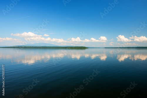 View of tranquility blue lake.