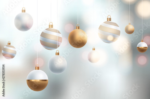 Christmas holiday design. Realistic 3d balls