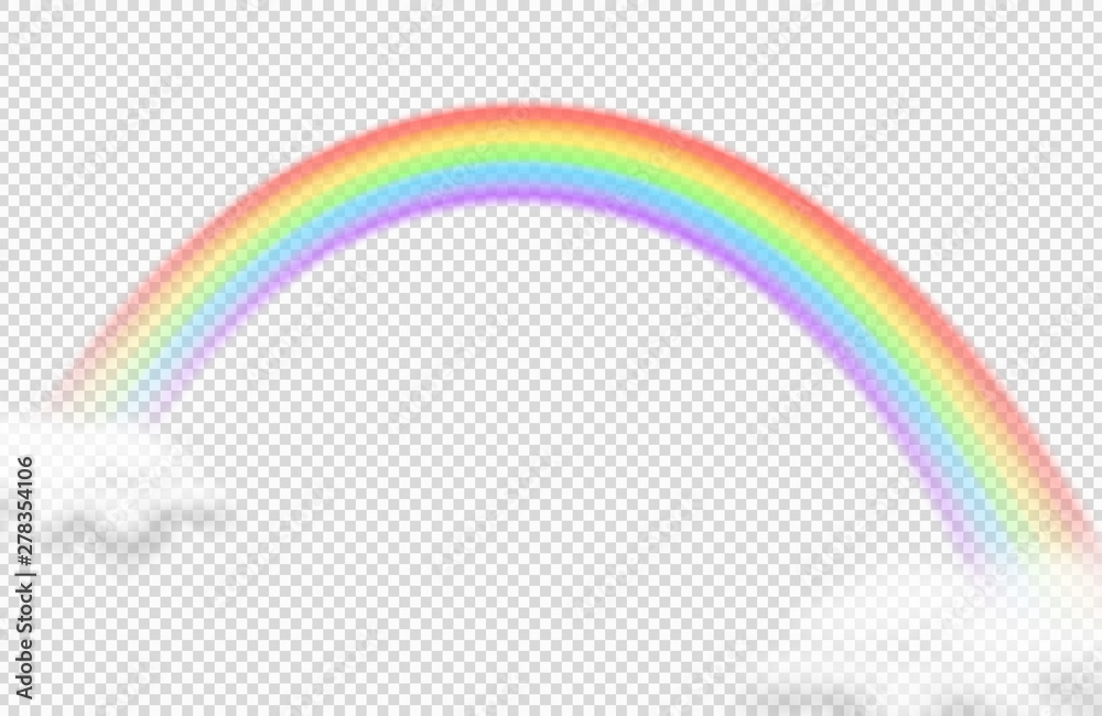 Realistic rainbow vector icon. Rainbow with clouds isolated on ...