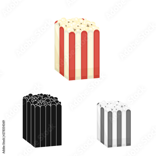 Vector illustration of pack and popcorn symbol. Set of pack and pop stock symbol for web.