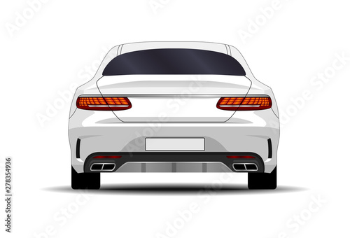 realistic car. sport coupe. back view.