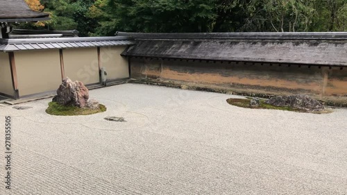 Dry Landscape Garden (Rock Garden) of the Ryoan-ji Zen Buddhist temple. Kyoto, Kansai, Japan. photo