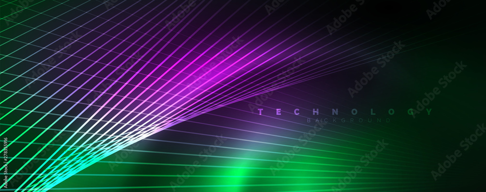 Vector neon light lines concept, abstract background Vector neon light lines concept, abstract background
