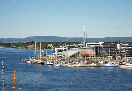 Pipervika bay and Astrup Fearnley museum of modern Art in Oslo. Norway photo