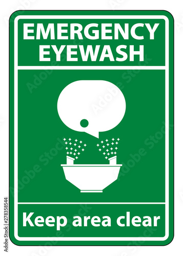 Emergency Eyewash Keep Area Clear Symbol Sign Isolate On White Background,Vector Illustration EPS.10