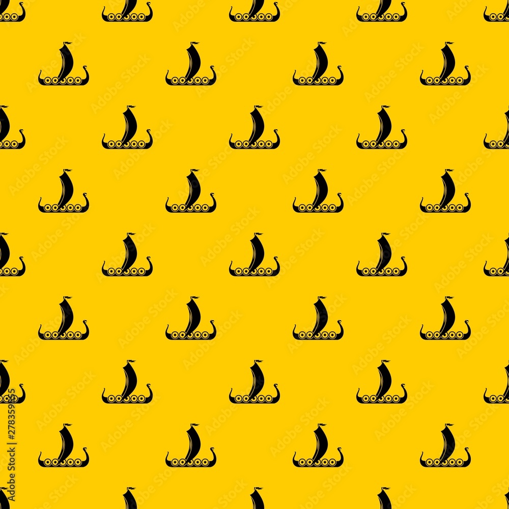 Medieval boat pattern seamless vector repeat geometric yellow for any design