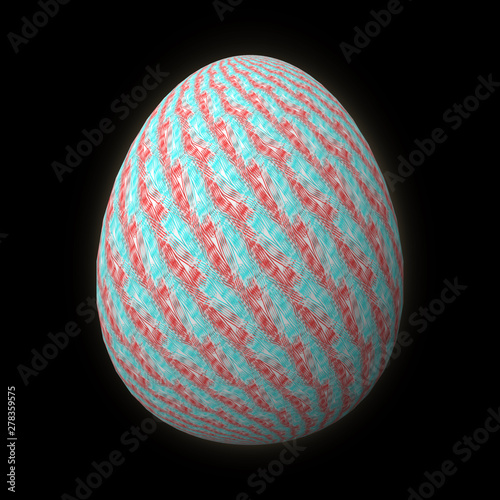 Happy Easter - Frohe Ostern  Artfully designed and colorful easter egg  3D illustration on black background