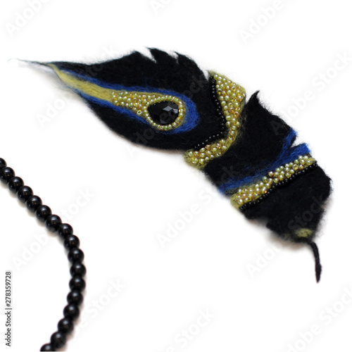 Felting feather brooch