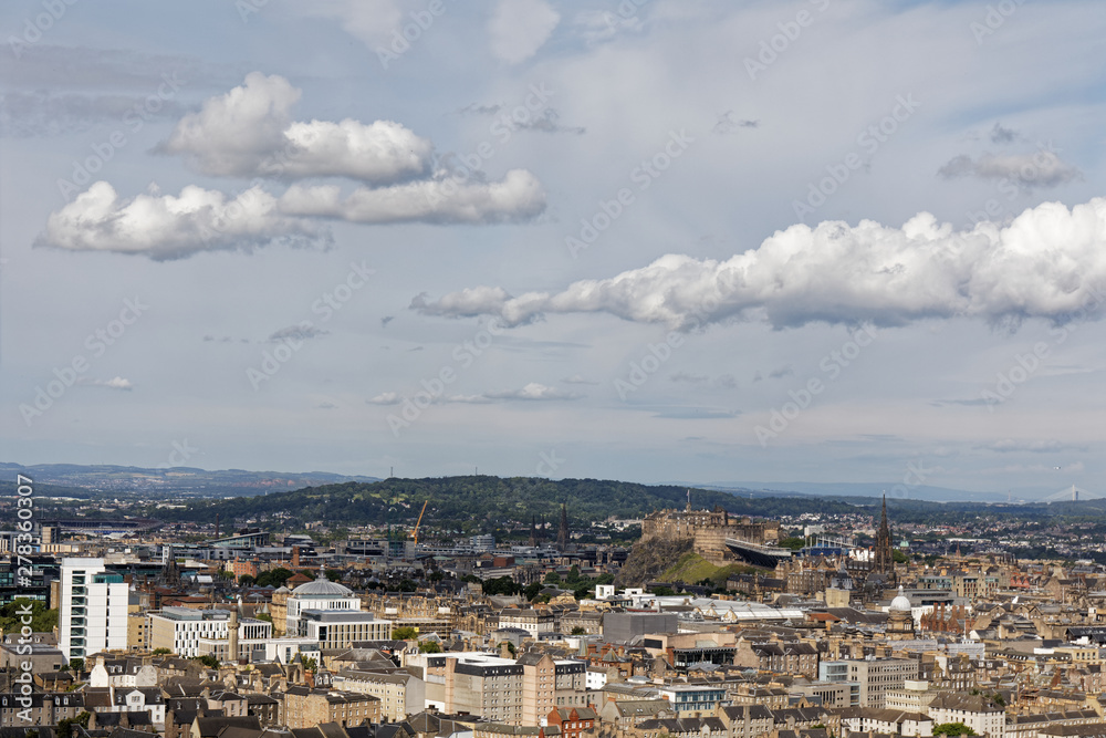 Edinburgh cityscape view from Holyrood park - Edinburgh, Scotland, United Kingdom