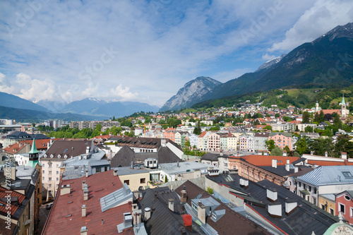 Innsbruck city center aerial view