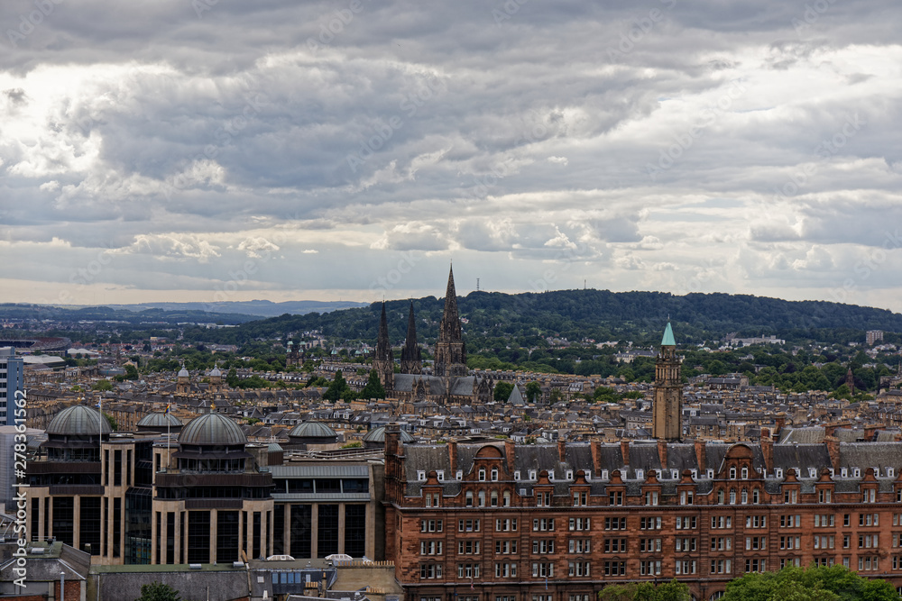 Edinburgh cityscape, view from the castle - Scotland, United Kingdom
