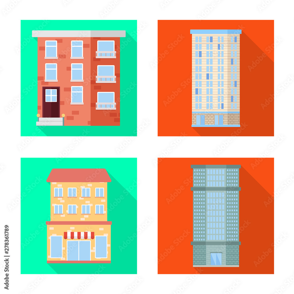 Fototapeta premium Vector design of municipal and center icon. Set of municipal and estate stock vector illustration.
