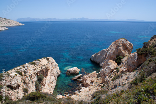 Greece, the island of Dhonoussa.  The rugged coastline of this quiet island.