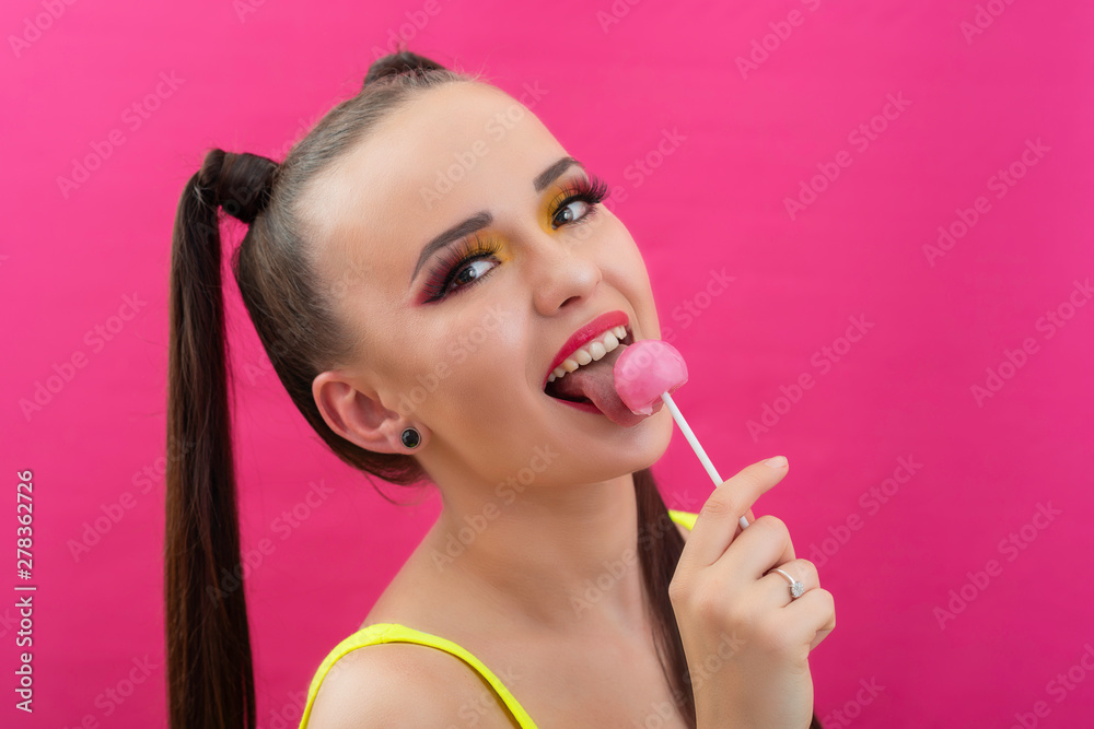 Young beautiful girl with lollipop Young beautiful girl with lollipop
