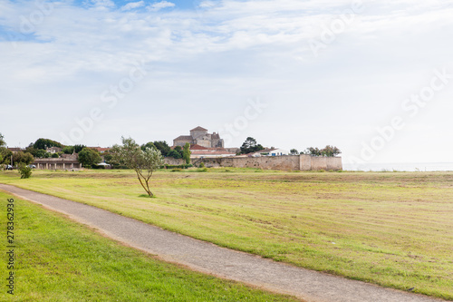 coastline in Talmont sur gironde in France with the particular fishing structures photo