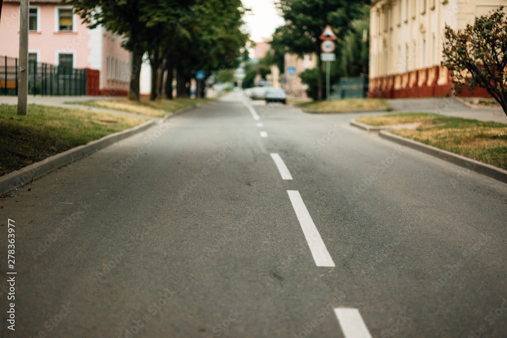 empty city defocusing road street without people and cars