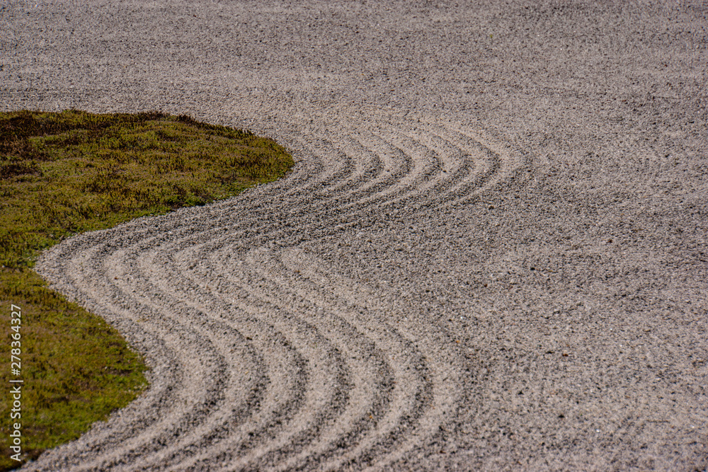 classical raked Japanese sand Zen garden classical raked Japanese sand Zen garden