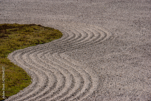 classical raked Japanese sand Zen garden  © vermontalm