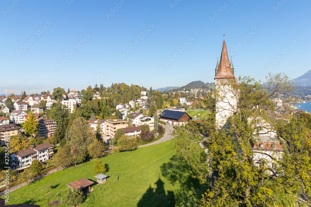 Musegg wall or Museggmauer in Luzern or Lucerne, Switzerland