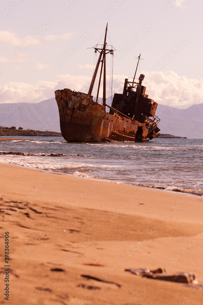 The famous shipwreck near Gythio Greece The famous shipwreck near Gythio Greece