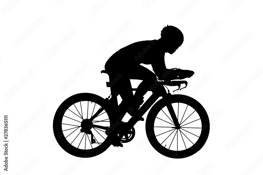 Cycling Silhouette on white background Cycling Silhouette on white background