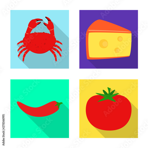 Vector illustration of taste and product logo. Set of taste and cooking stock symbol for web.