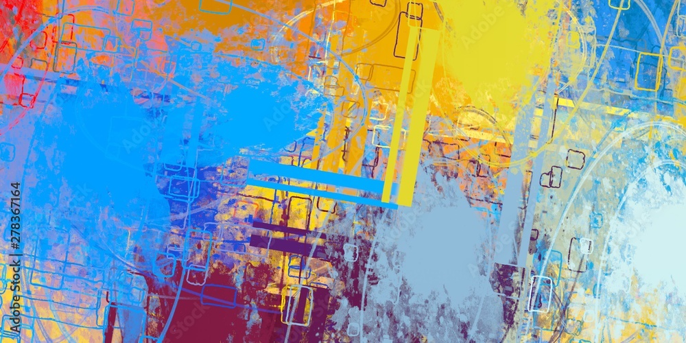 Obraz premium Canvas painting. Colorful background texture. 2d illustration. Texture backdrop. Creative chaos structure.
