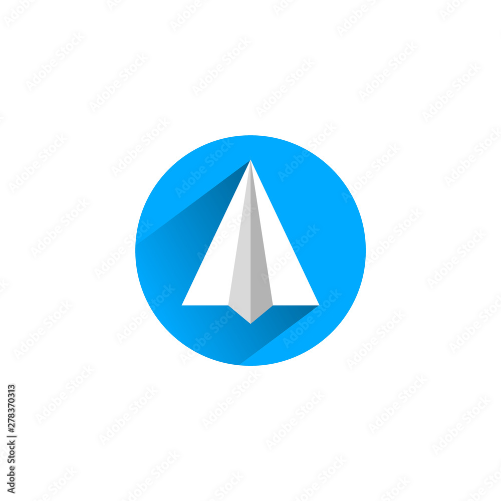 Volumetric paper airplane icon on a white background. 3D illustration. Volumetric paper airplane icon on a white background. 3D illustration.