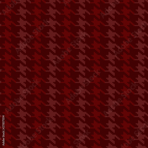 Seamless knitted woolen pattern Houndstooth. Hounds tooth check in burgundy tones