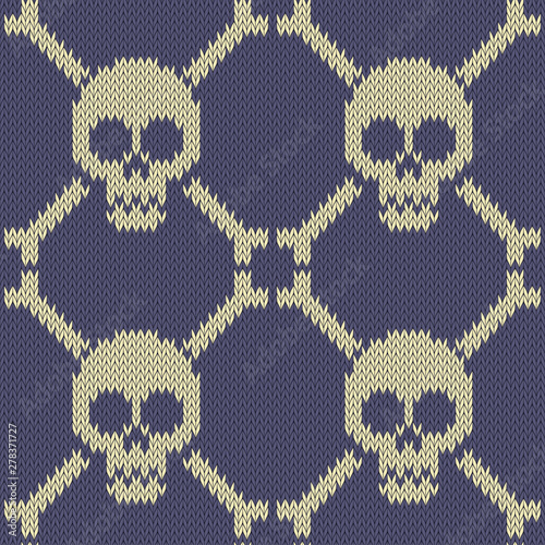 Skull and Bones. Knitted seamless woolen pattern