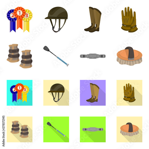 Vector design of equipment and riding logo. Set of equipment and competition stock vector illustration.