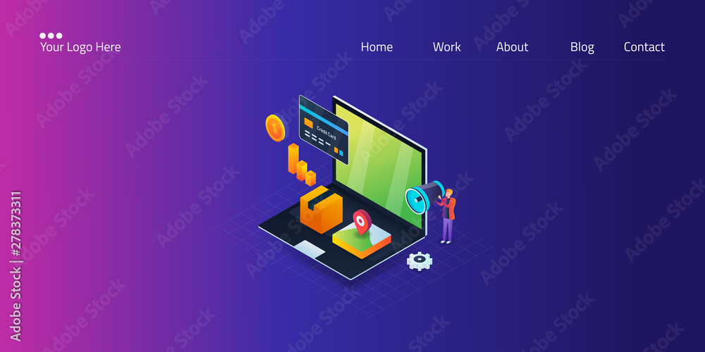 Isometric concept of digital marketing mix, product, place, price, promotion with other icons and text, vector web banner. Isometric concept of digital marketing mix, product, place, price, promotion with other icons and text, vector web banner.