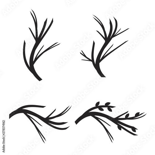 Fototapeta Naklejka Na Ścianę i Meble -  Tree branches. Vector tree branches silhouette. Leaves, swirls and floral elements