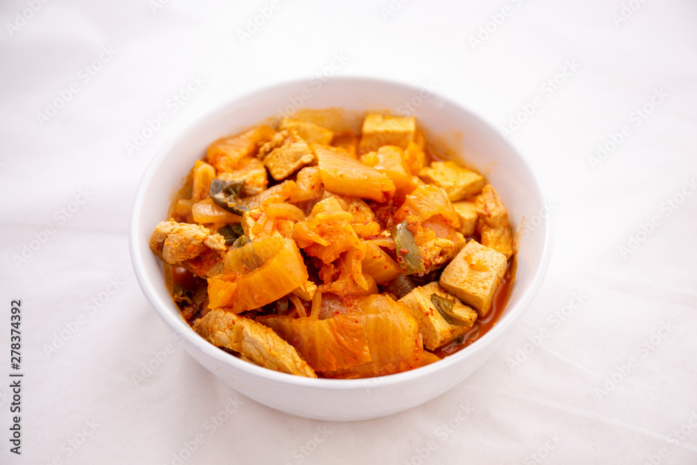 A Korean stew with fermented kimchi called Kimchi Jjigae A Korean stew with fermented kimchi called Kimchi Jjigae