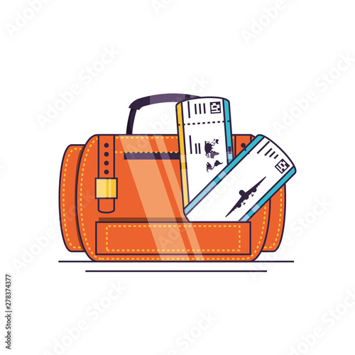 travel suitcase equipment with ticket flight
