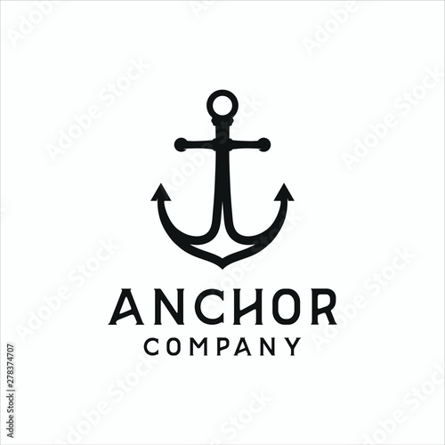 anchor wave logo silhouette marine company illustration vector icon