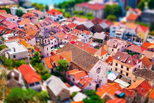 red tile roofs of the houses in the Omis Croatia