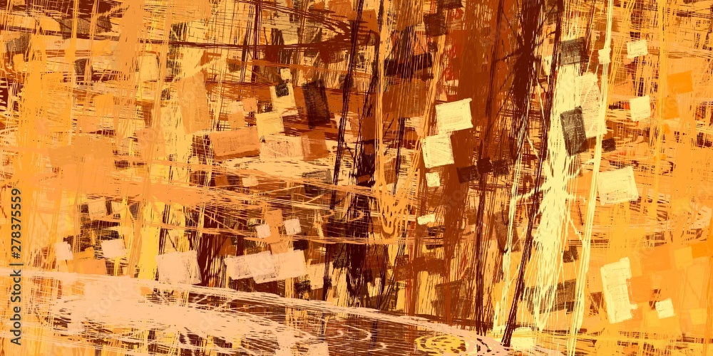 Fototapeta premium Vintage old fashion painting. 2d illustration. Texture backdrop. Creative chaos structure.
