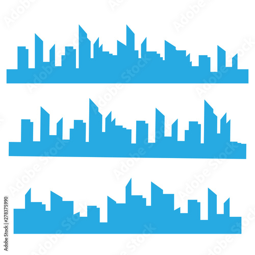 Vector isolated skylines silhouettes. City landscape template. Thin line City landscape © 3dwithlove