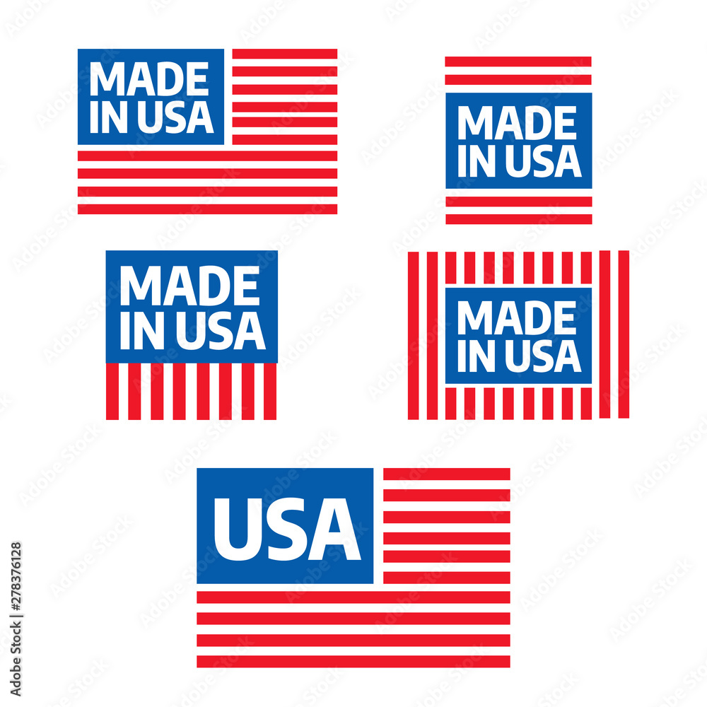Made in the usa vector badges. Patriotic icons. American patriotic badge