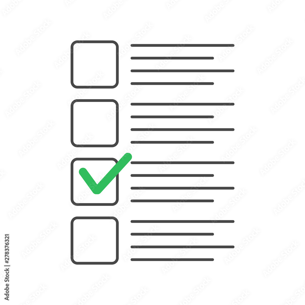 Checklist with tick marks. Check list exam vector illustration Checklist with tick marks. Check list exam vector illustration
