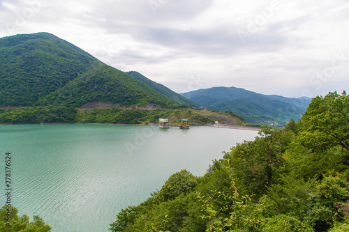 Georgia, Tbilisi. Large reservoir. Lake in the pea. Selective focus. photo