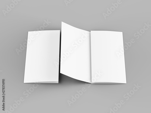 Open trifold brochure in A4 format mockup.3d illustartion
