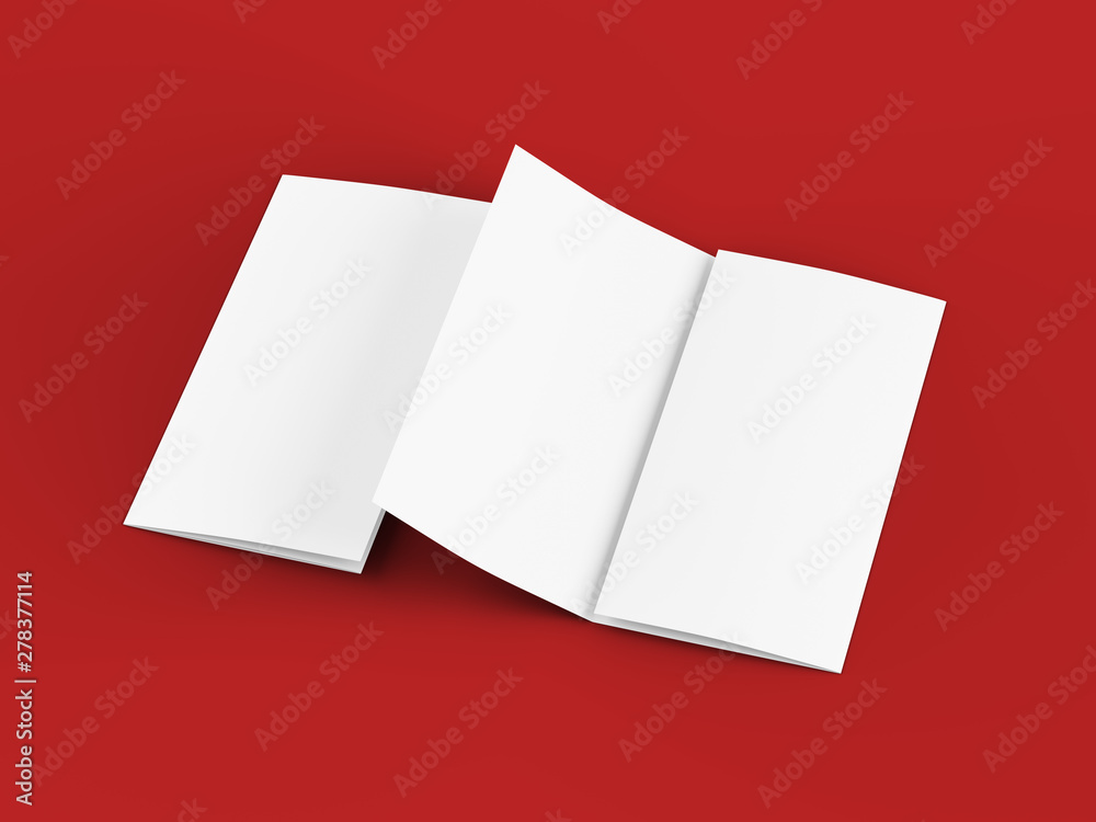 Open trifold brochure in A4 format mockup.3d illustartion Open trifold brochure in A4 format mockup.3d illustartion