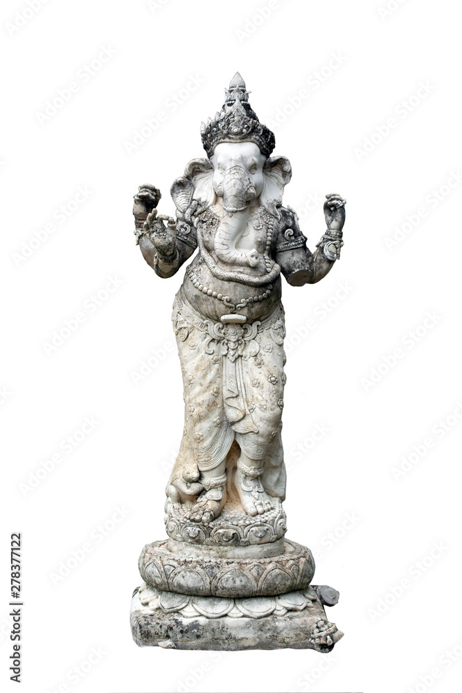 Ancient statue of standing ganesha on white background. Ancient statue of standing ganesha on white background.