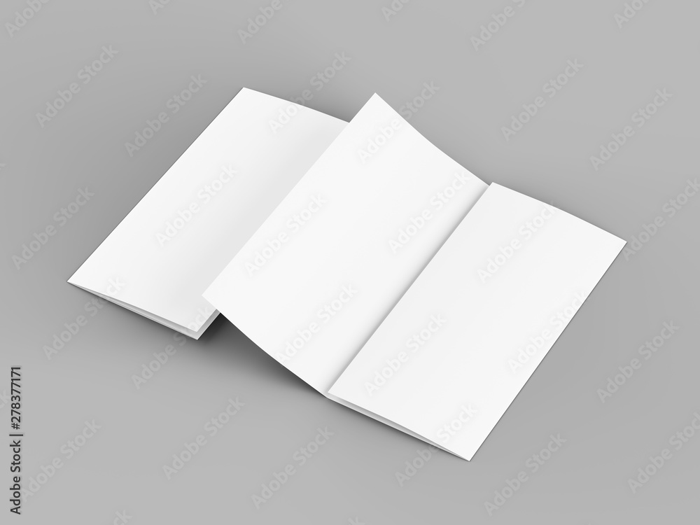 Open trifold brochure in A4 format mockup.3d illustartion Open trifold brochure in A4 format mockup.3d illustartion