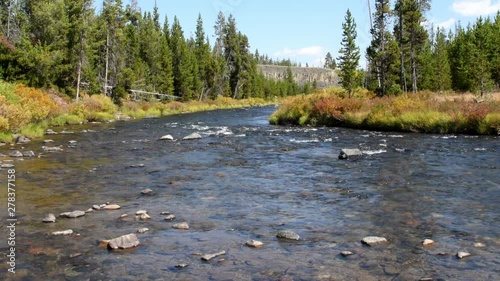 View of the Gardner River near Sheepeater Cliffs, Yellowstone National Park. Camera Locked. photo