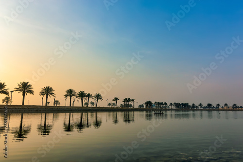 morning drama sunrise view in Modon lake Dammam Saudi Arabia