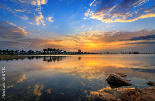 morning drama sunrise view in Modon lake Dammam Saudi Arabia photo