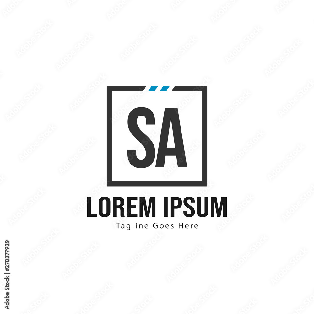 Initial SA logo template with modern frame. Minimalist SA letter logo vector illustration